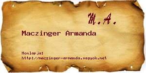 Maczinger Armanda névjegykártya